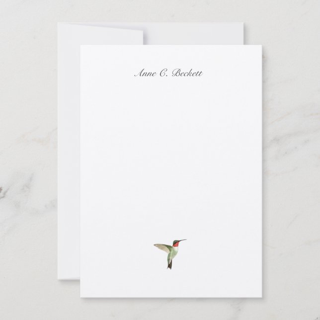 Tarjeta de nota personalizada de colibrí de gargan (Anverso)