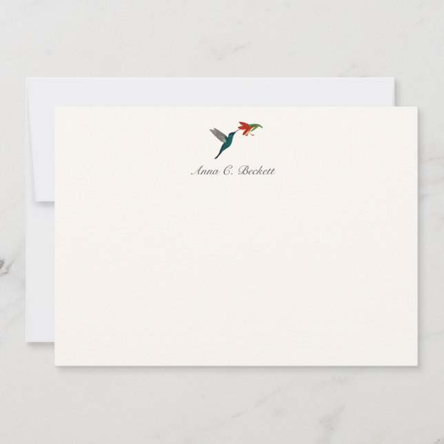 Tarjeta de nota personalizada de colibrí turquesa (Anverso)