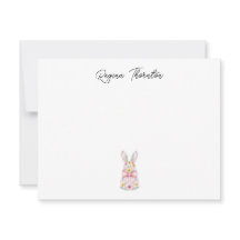 Tarjeta de nota personalizada de conejo de Pascua 
