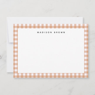 Tarjeta de nota personalizada de cuadros gingham r