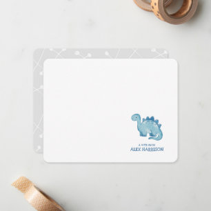 Tarjeta de nota personalizada de dinosaurios azule