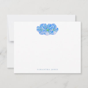 Tarjeta de nota personalizada de flor azul