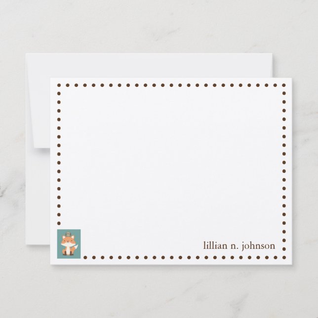 Tarjeta de nota personalizada de Fox y Owl (Anverso)