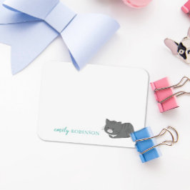 Tarjeta de nota personalizada de gato gris lindo