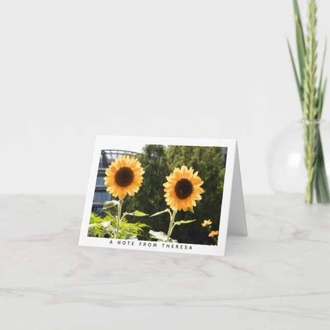 Tarjeta de nota personalizada de girasoles amarill (Anverso)