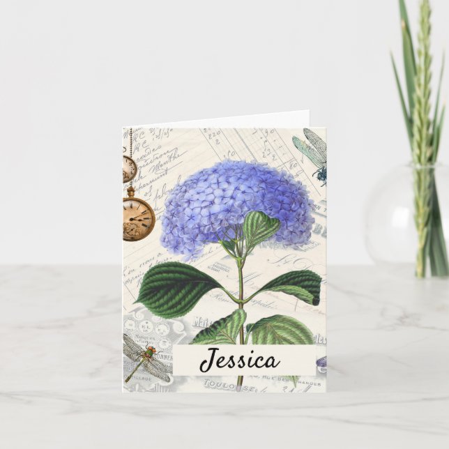 Tarjeta de nota personalizada de Hydrangea Collage (Anverso)