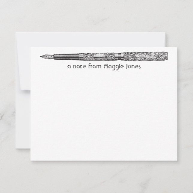 Tarjeta de nota personalizada de la pluma de época (Anverso)