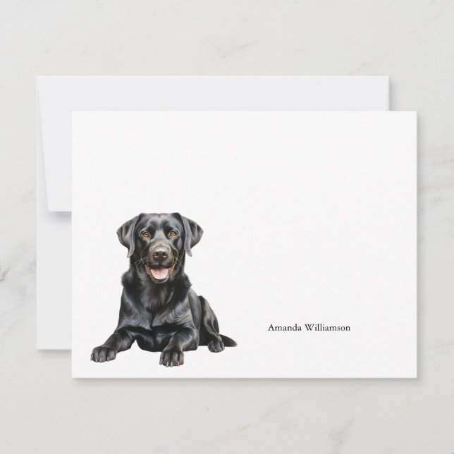 Tarjeta de nota personalizada de Labrador negro (Anverso)