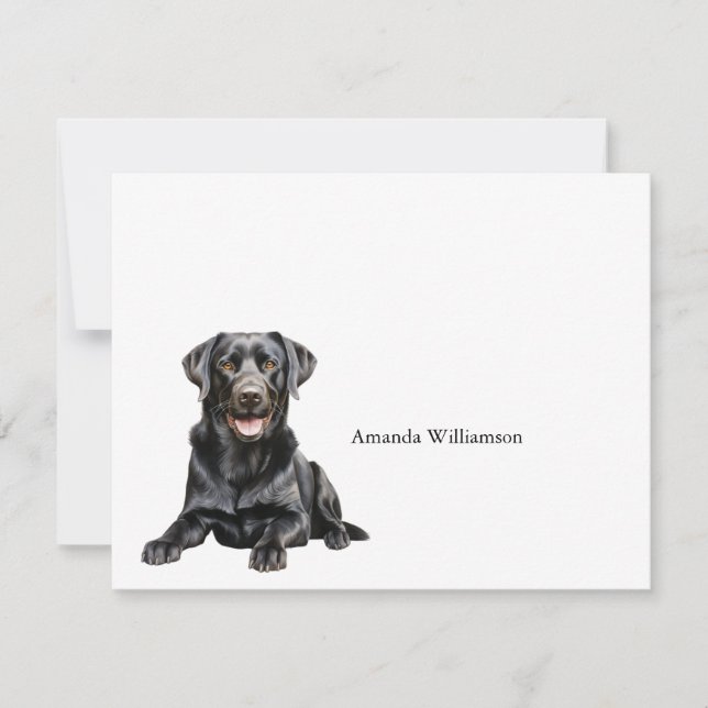 Tarjeta de nota personalizada de Labrador negro (Anverso)