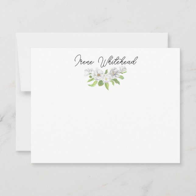 Tarjeta de nota personalizada de magnolia blanca (Anverso)