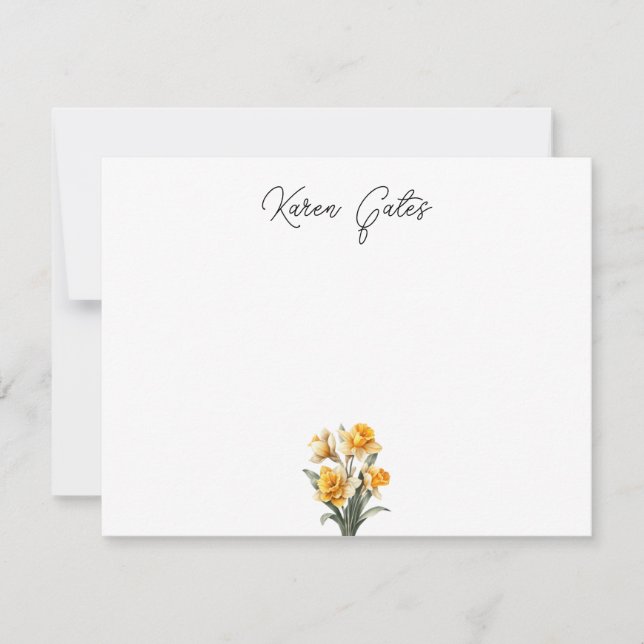 Tarjeta de nota personalizada de narciso | (Anverso)