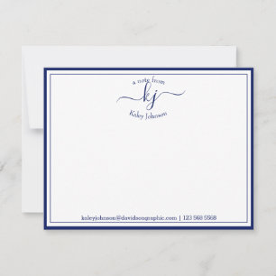 Tarjeta de nota personalizada de Navy Blanco desde