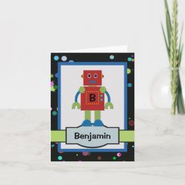 Tarjeta de nota personalizada de robot rojo para n