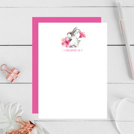Tarjeta de nota personalizada de Stationery Bunny 