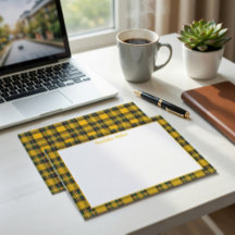 Tarjeta de nota personalizada de tartán con fondo 