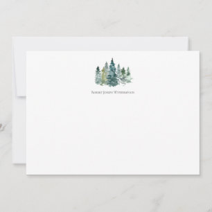 Tarjeta de nota personalizada de Watercolor Evergr