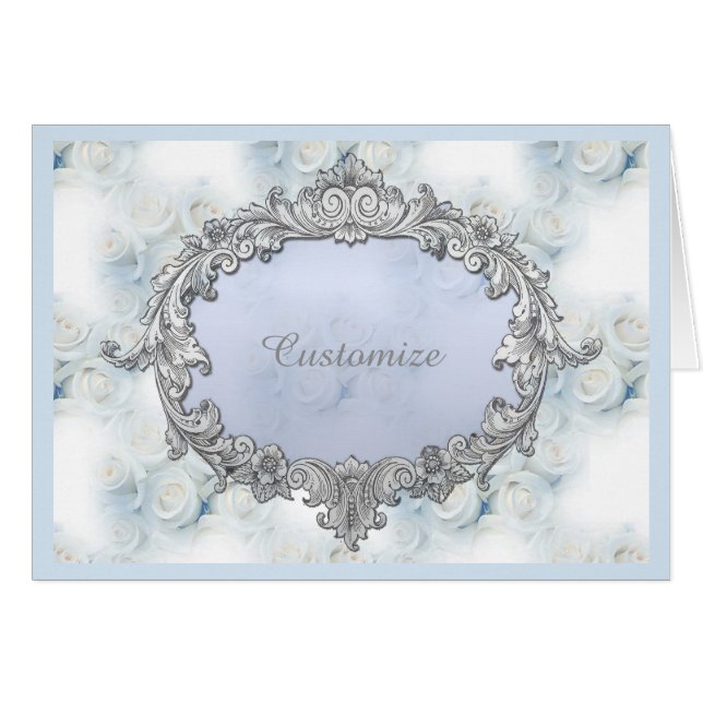 Tarjeta de nota personalizada del patrón de rosas  (Anverso (Horizontal))