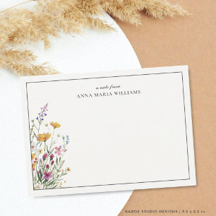 Tarjeta de nota personalizada elegante boho chic