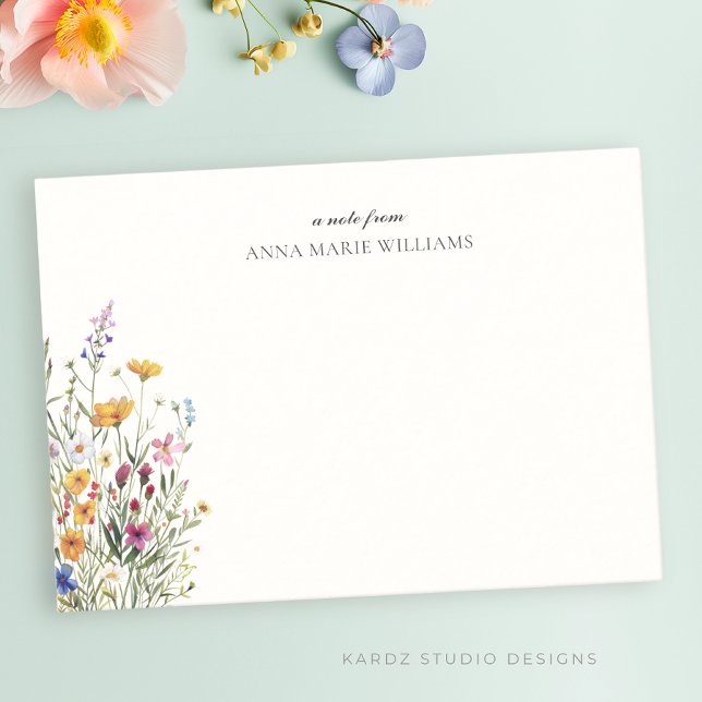Tarjeta de nota personalizada elegante boho chic (Personalize stationery, floral notecards. Please note that cropping may result in some sizes.)