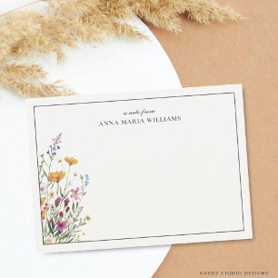 Tarjeta de nota personalizada elegante boho chic