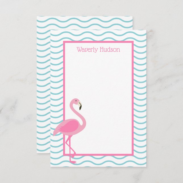 Tarjeta de nota personalizada Flamingo rosa (Anverso / Reverso)