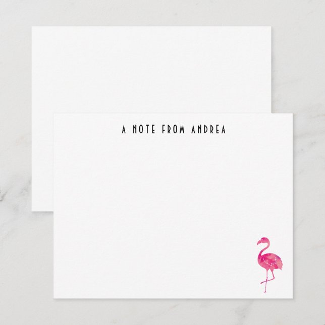 Tarjeta de nota personalizada Flamingo rosa calien (Anverso / Reverso)