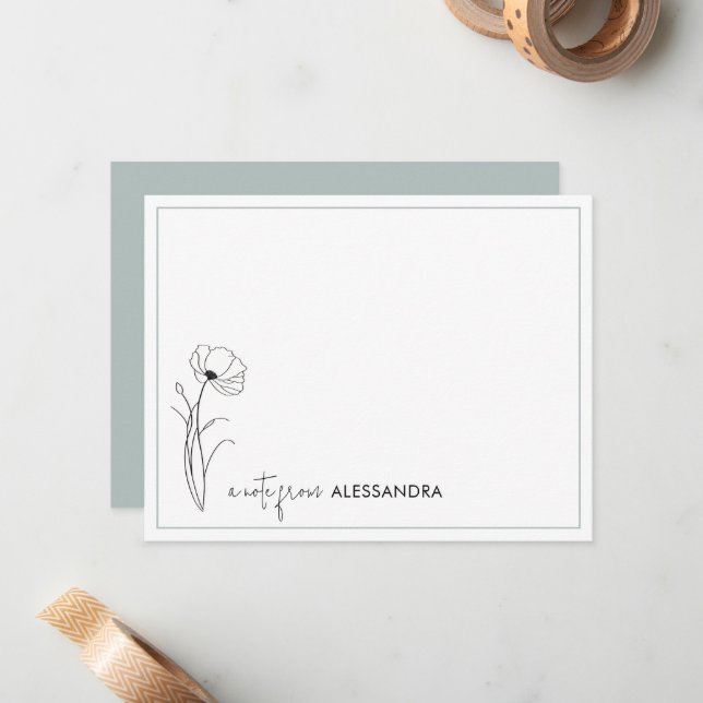 Tarjeta de nota personalizada floral de mano (Anverso/Reverso In Situ)
