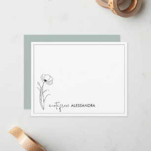 Tarjeta de nota personalizada floral de mano