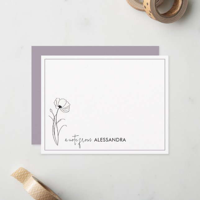 Tarjeta de nota personalizada floral de mano (Anverso/Reverso In Situ)