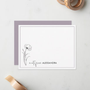Tarjeta de nota personalizada floral de mano