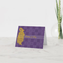 Tarjeta de nota personalizada Gold Paisley & Purpl