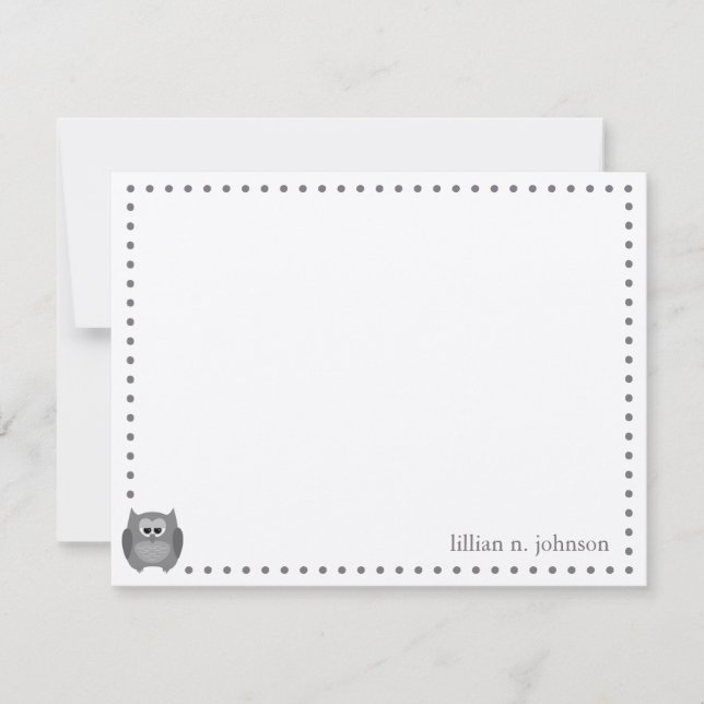 Tarjeta de nota personalizada Gray Owl (Anverso)