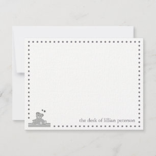 Tarjeta de nota personalizada Gray Teddy Bears