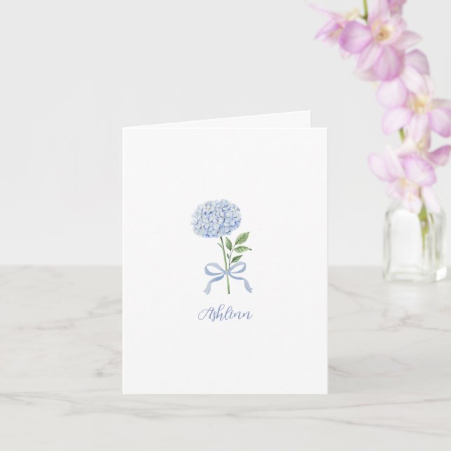 Tarjeta de nota personalizada Hortensia Azul (Orquídea)