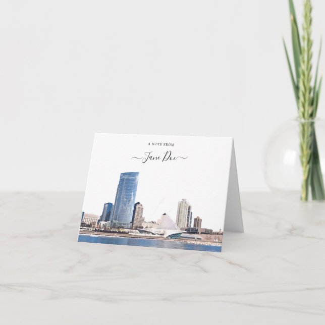 Tarjeta de nota personalizada Milwaukee Skyline (Anverso)