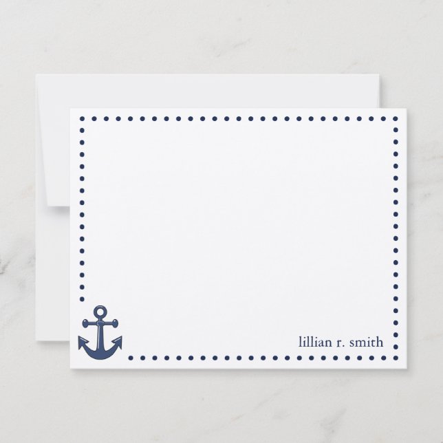 Tarjeta de nota personalizada nautical Anchor azul (Anverso)