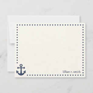 Tarjeta de nota personalizada nautical Anchor azul