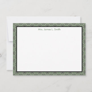 Tarjeta de nota personalizada | Papelería verde y