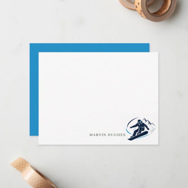 Tarjeta de nota personalizada para snowboarder (Anverso/Reverso In Situ)