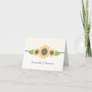 Tarjeta de nota personalizada Polka Dots & Sunflow
