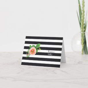 Tarjeta de nota personalizada raya blanco y negro