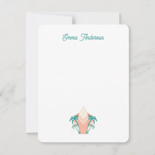 Tarjeta de nota personalizada Retro Beach Surfboar