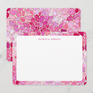 Tarjeta de nota personalizada rosa mosaico femenin