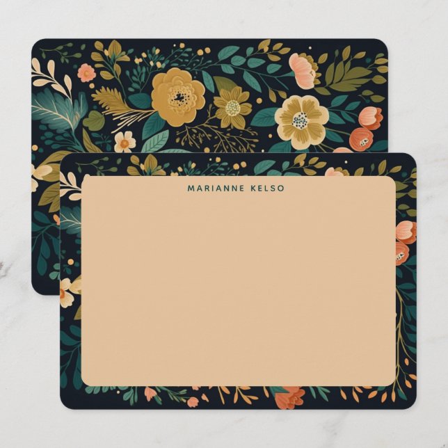 Tarjeta de nota personalizada Rustic Farmhouse Flo (Anverso / Reverso)