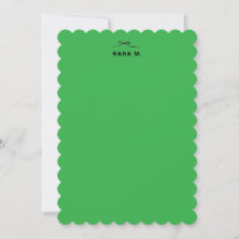 Tarjeta de nota personalizada verde con doblado y 