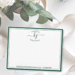 Tarjeta de nota personalizada verde De la mesa d