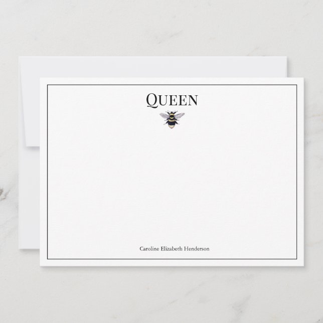 Tarjeta de nota personalizada Vintage Queen Bee Cl (Anverso)