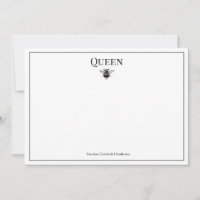 Tarjeta de nota personalizada Vintage Queen Bee Cl