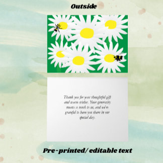 Tarjeta de nota personalizada Whimsical Daisy