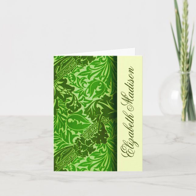 Tarjeta de nota personalizada William Morris Green (Anverso)